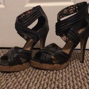 Black and floral heels